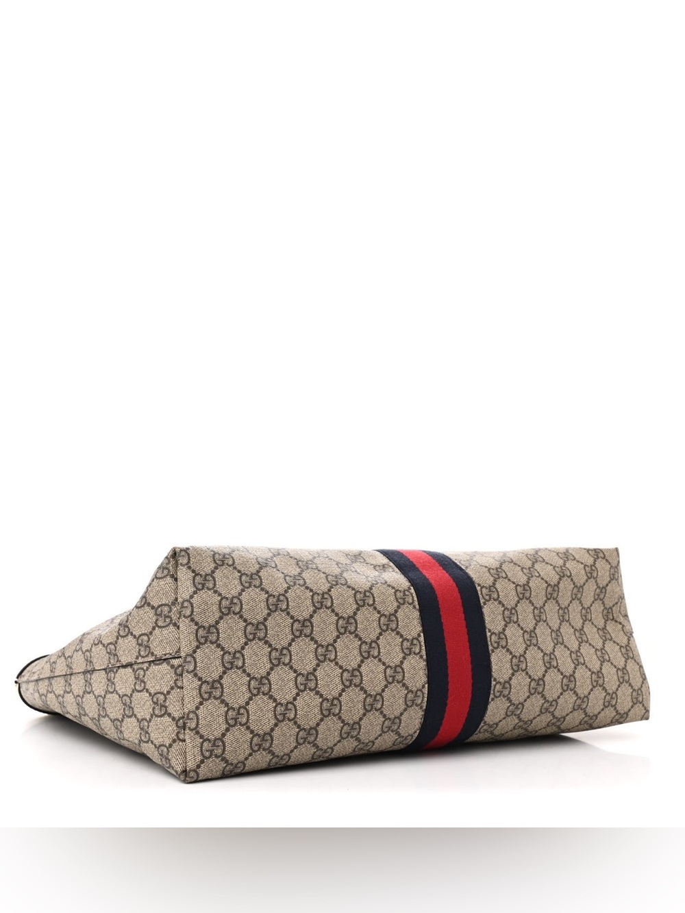 Gucci Ophidia GG Supreme Medium Web Tote Beige Canvas Ivory Leather Authentic - Picture 9 of 13